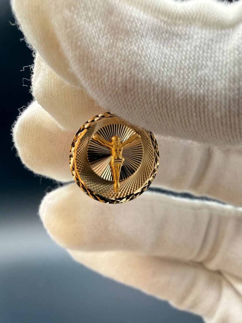 14K  Tri Color Gold Religious Stamp Pendant